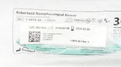 SunMed 1-5075-30 Robertazzi Nasopharyngeal Airway 30Fr 7.5ID x 10.0 OD x135mm(x)